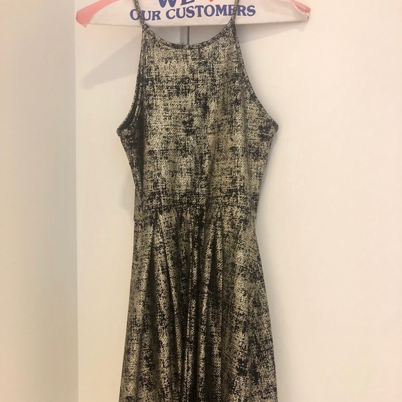 Aqua Dresses & Skirts - Bloomingdales Aqua Black & Gold Mini Dress